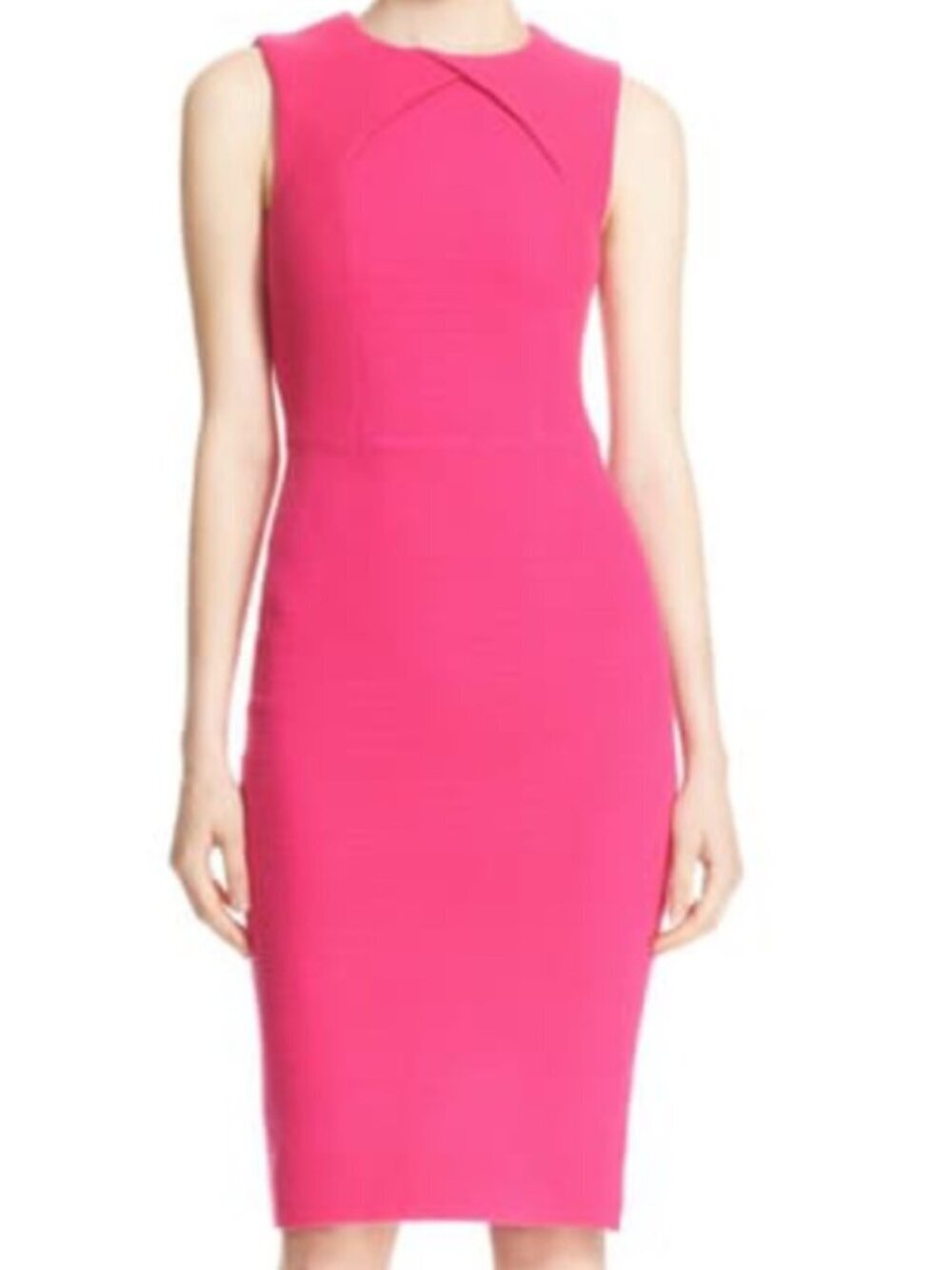 Ted Baker London Hot Pink Ribbed Bodycon Sheath Dress Size 3 US 8 10 Sleeveless